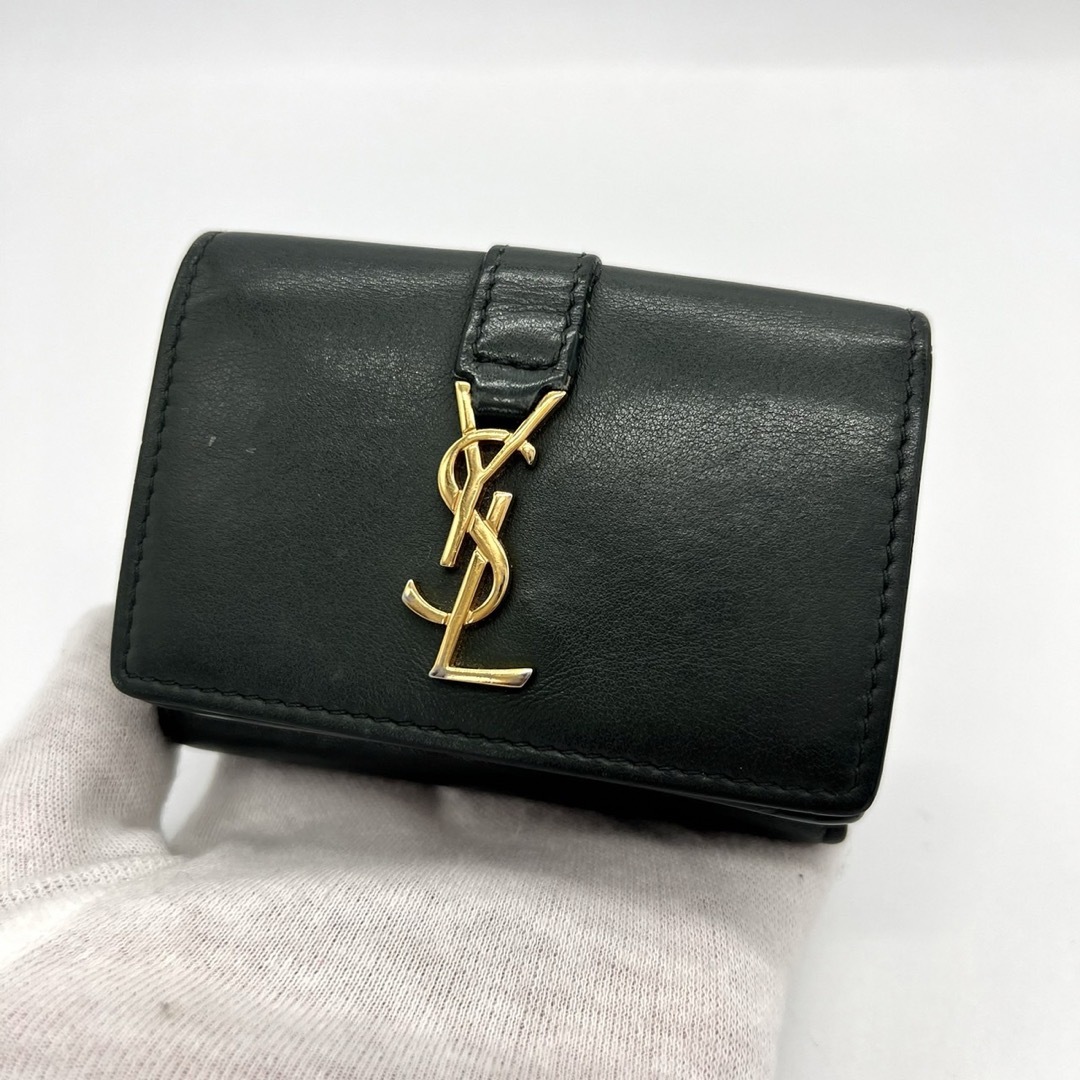 Saint Laurent(サンローラン)のサンローラン　パリ　YSL  レザー　コンパクト　折り財布　グリーン レディースのファッション小物(財布)の商品写真