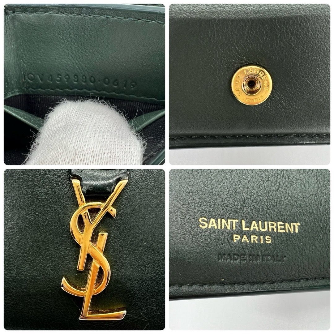 Saint Laurent(サンローラン)のサンローラン　パリ　YSL  レザー　コンパクト　折り財布　グリーン レディースのファッション小物(財布)の商品写真