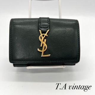 サンローラン(Saint Laurent)のサンローラン　パリ　YSL  レザー　コンパクト　折り財布　グリーン(財布)