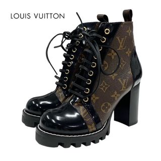 ルイヴィトン(LOUIS VUITTON)のルイヴィトン LOUIS VUITTON スタートレイル モノグラム ブーツ ショートブーツ アンクルブーツ レースアップ レザー ブラウン ブラック(ブーツ)