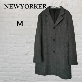 NEWYORKER - 【試着のみ】NEWYORKER　ニューヨーカー　カシミヤ混ツイードコート　M