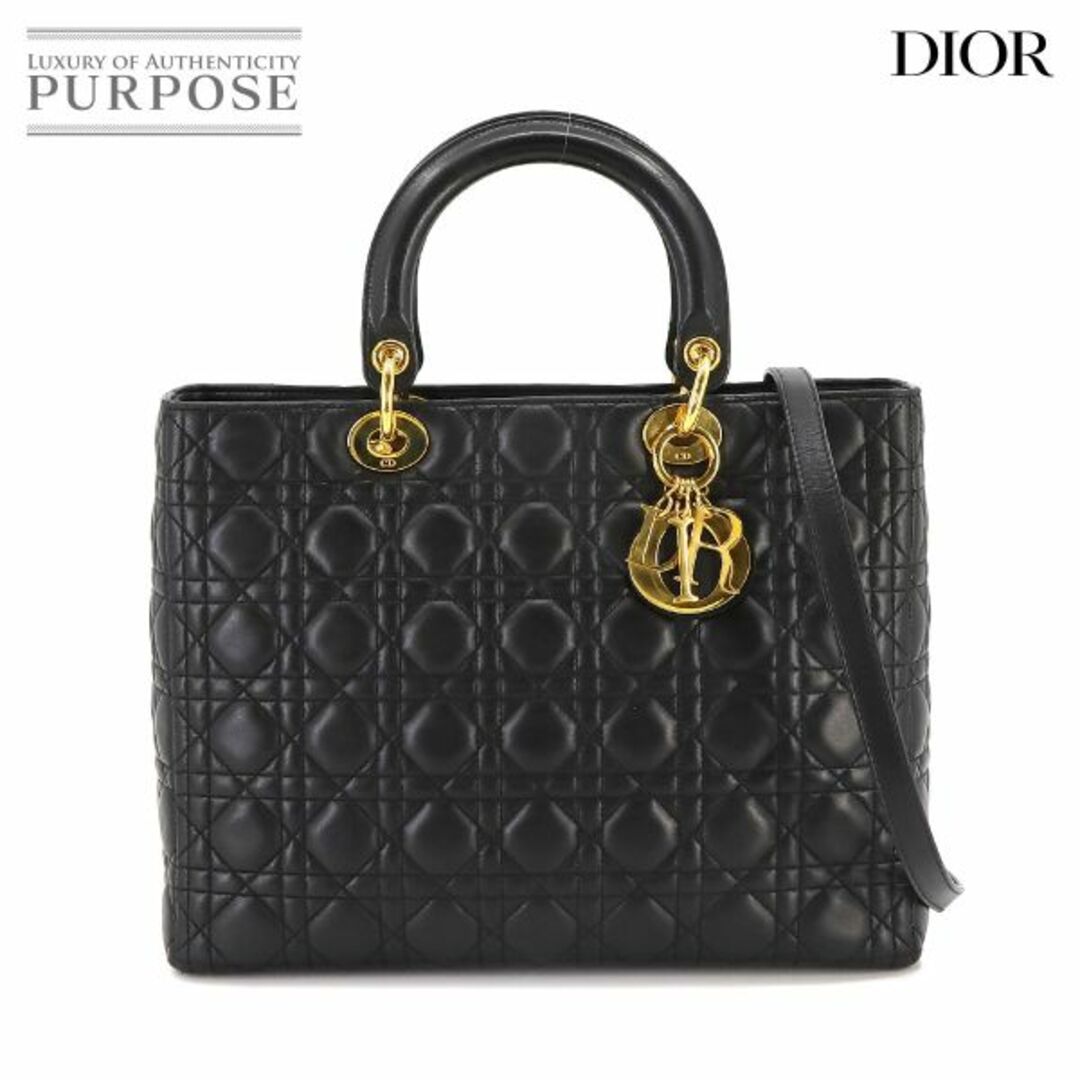 商品名レディディオールラージクリスチャン ディオール Christian Dior レディディオール ラージ 2way ハンド ショルダー バッグ レザー ブラック VLP 90217414