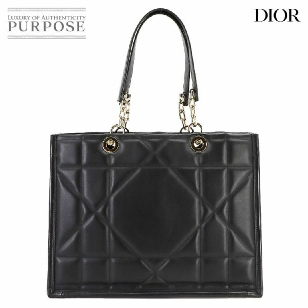 Christian Dior(クリスチャンディオール)の新品同様 クリスチャン ディオール Christian Dior エッセンシャル アーキカナージュ トート バッグ レザー ブラック VLP 90221608 レディースのバッグ(トートバッグ)の商品写真