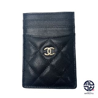 シャネル(CHANEL)のCHANEL シャネル キャビアスキン 黒 ブラック ゴールド金具 CCマーク ココマーク マトラッセ パスケース AP3595 カードケース 小物 ブランド(パスケース/IDカードホルダー)