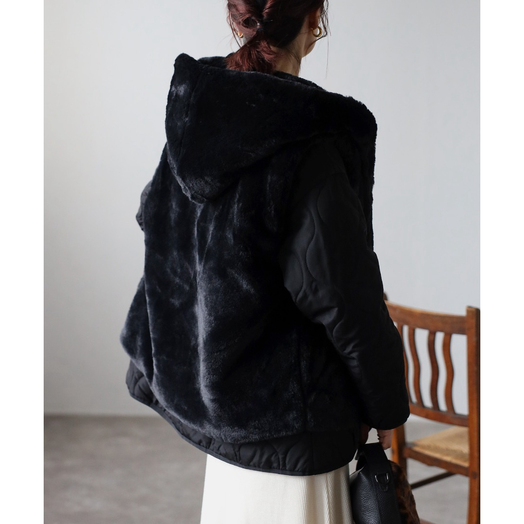 ファーベスト付キルティング4WAYコート 使い方豊富 オシャレ 可愛い  レディースのジャケット/アウター(ロングコート)の商品写真