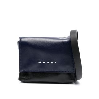 マルニ(Marni)の新品　MARNIネイビー＆ブラック ミニ クロスボディバッグ　レザー　マルニ(ボディーバッグ)