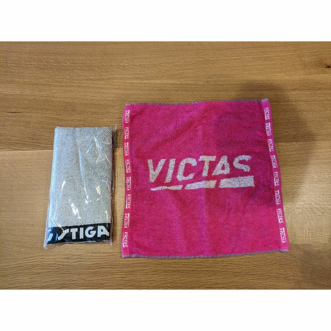 VICTAS(ヴィクタス)の卓球タオル2枚セット　VICTASハンドタオル　STIGAフェイスタオル インテリア/住まい/日用品の日用品/生活雑貨/旅行(タオル/バス用品)の商品写真