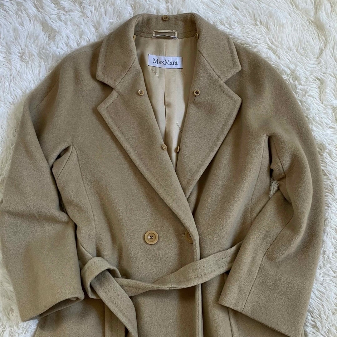 【極美品】【白タグ】【最高級ライン】Max Mara カシミヤ混ロングコートジャケット/アウター