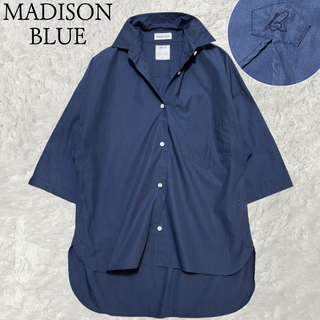 シャツ/ブラウス(長袖/七分)新品タグ付♪ MADISONBLUE ハイカラーマダムシャツ リネン 00