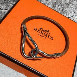 エルメス(Hermes)のHERMES エルメス ジャンボブレス レザー ブレスレット ブラウン シルバー(ブレスレット/バングル)