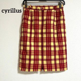 シリリュス(CYRILLUS)のcyrillus シリリュス　Paris スカート　チェック　赤　黄色　レッド(ひざ丈スカート)