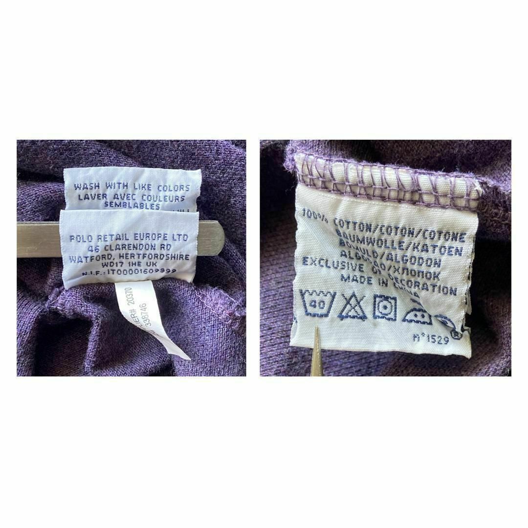 ポロラルフローレン 刺繡ロゴ 長袖 ポロシャツ 90's 古着 XXL パープル メンズのトップス(ポロシャツ)の商品写真
