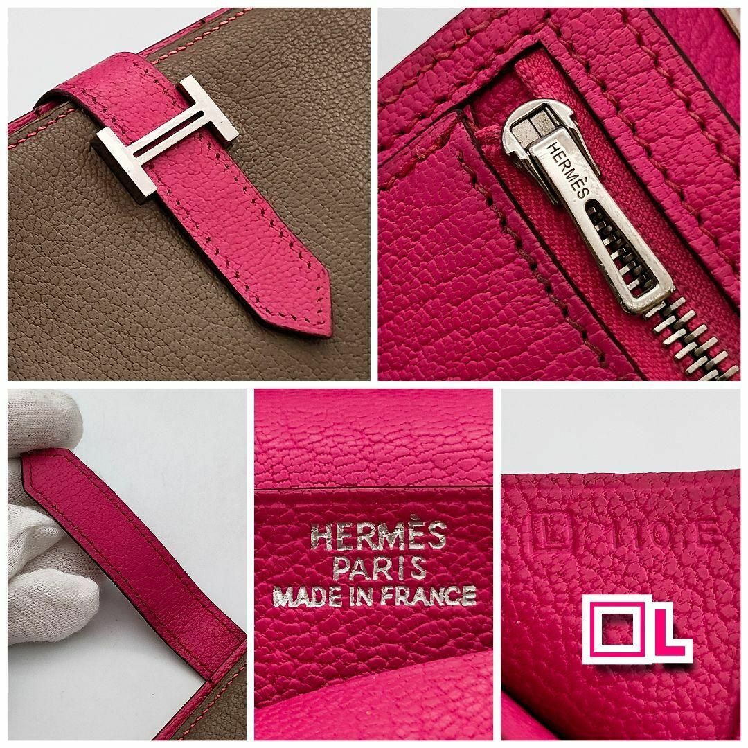 Hermes(エルメス)のエルメス✨ベアン　スフレ✨エトゥープ　ピンク✨バイカラー✨二つ折り長財布 レディースのファッション小物(財布)の商品写真