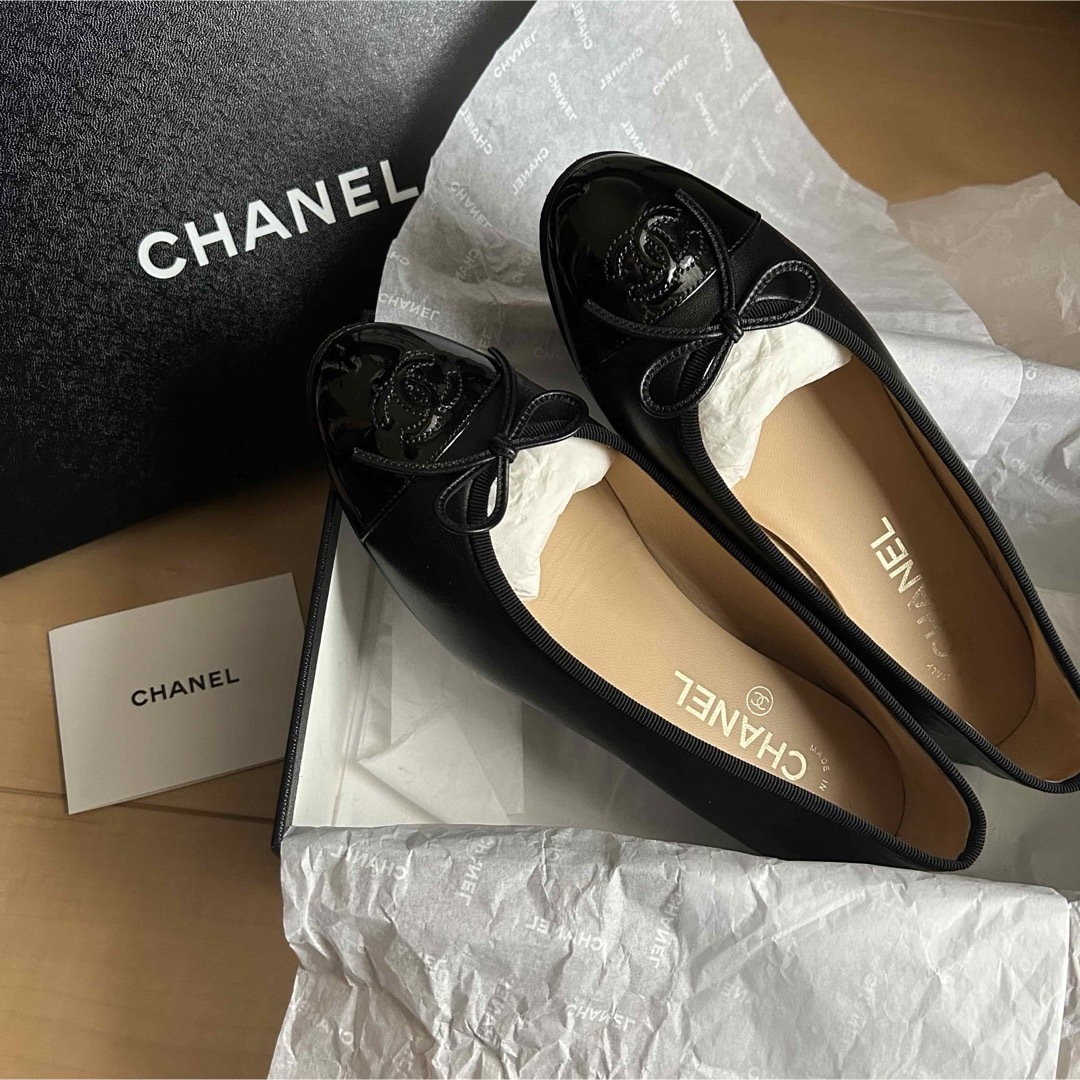 CHANEL シャネル バレリーナ パテント レザー バレエシューズ 37.5 CHANEL シャネル バレリーナ パテント レザー バレエシューズ 37.5