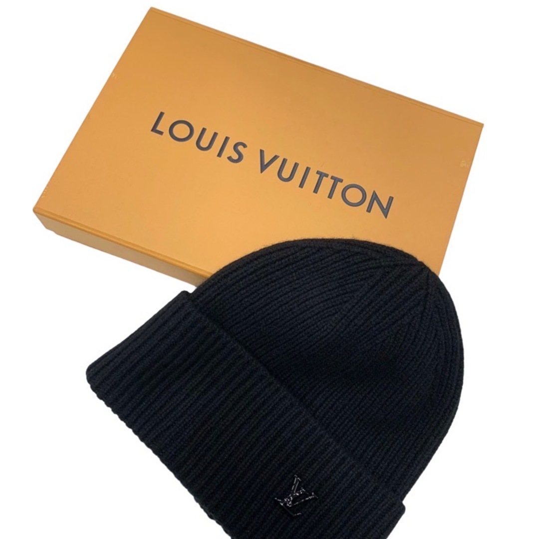 LOUIS VUITTON(ルイヴィトン)のルイヴィトン LOUIS VUITTON LVアヘッド ニット帽 ビーニー ニットキャップ 帽子 ロゴ カシミヤ ブラック レディースの帽子(ニット帽/ビーニー)の商品写真