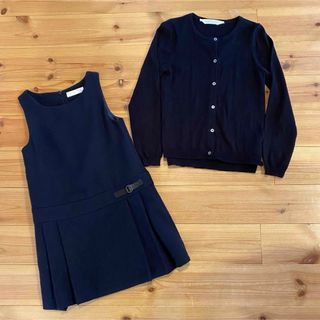 ザラ(ZARA)のZARAワンピース H&M ニットカーディガン 120(ドレス/フォーマル)