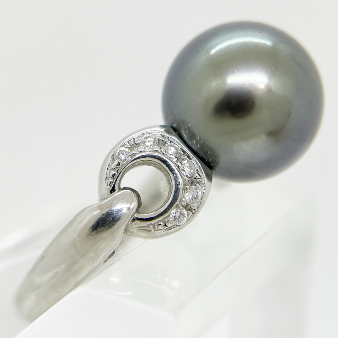[新品同様]プラチナPt900天然ダイヤモンド黒蝶タヒチパールリング指輪真珠 レディースのアクセサリー(リング(指輪))の商品写真