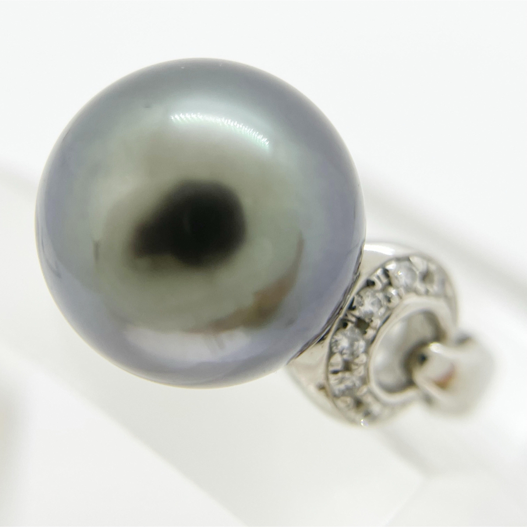 [新品同様]プラチナPt900天然ダイヤモンド黒蝶タヒチパールリング指輪真珠 レディースのアクセサリー(リング(指輪))の商品写真