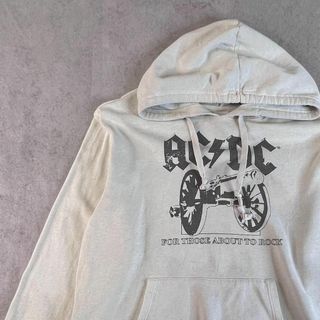 ヴィンテージ(VINTAGE)の人気ロックバンド　AC/DC　プリントパーカー　古着　クリーム色　XL(パーカー)