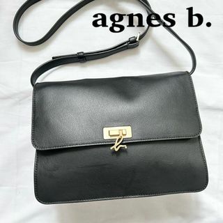 アニエスベー(agnes b.)の✨極美品✨アニエスベー　ショルダーバッグ　ブラック　黒　メタルロゴ　レザー(ショルダーバッグ)