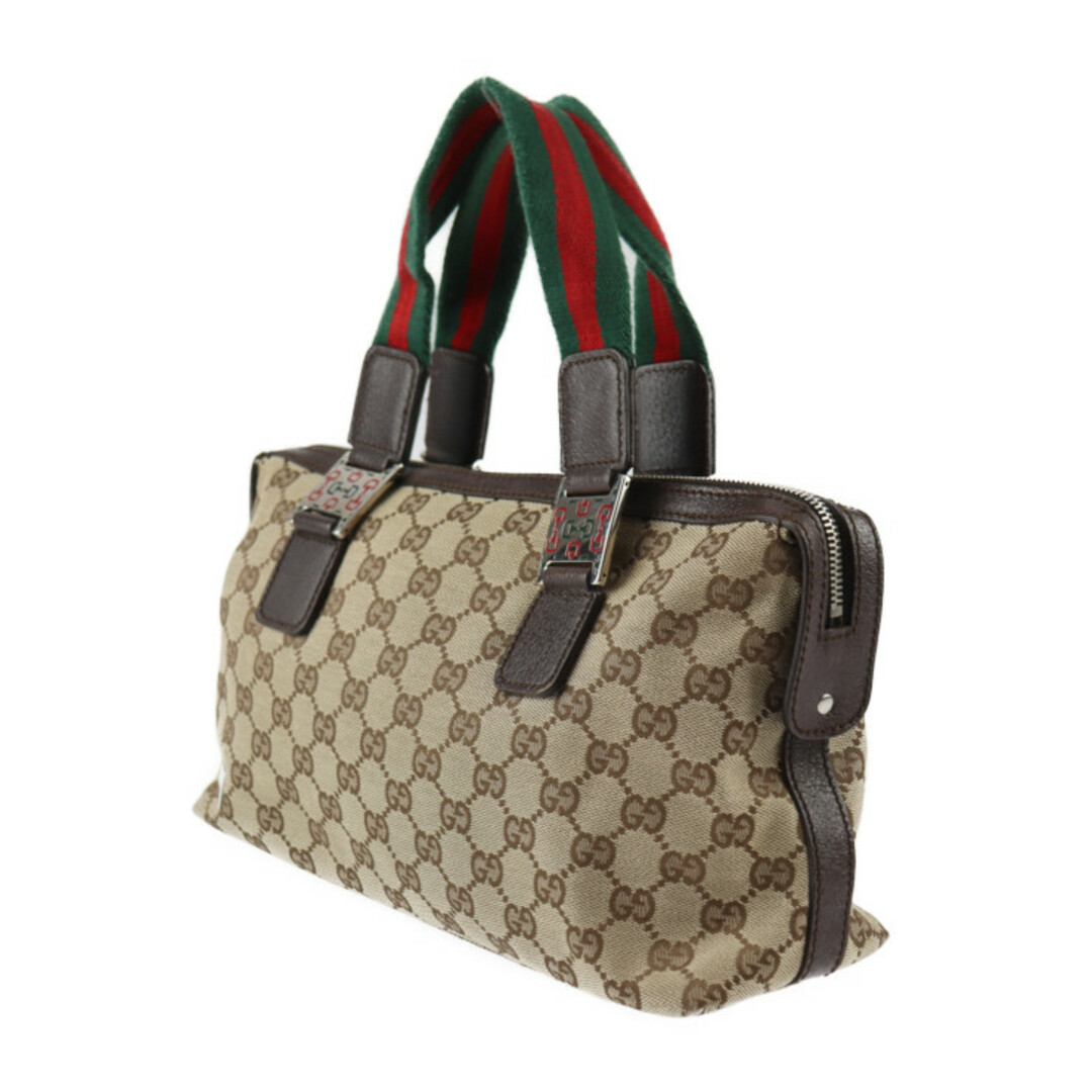 GUCCI グッチ シェリーライン ハンドバッグ 145759 GGキャンバス レザー ベージュ ブラウン シルバー金具 ミニボストン ホースビット  【本物保証】