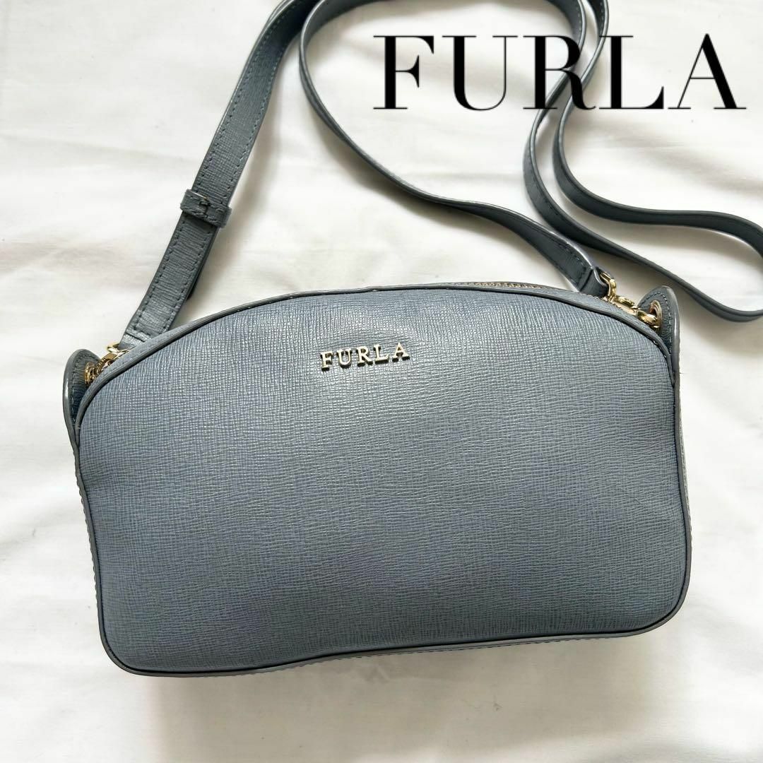 激安！ ✨極美品✨FURLA ショルダーバッグ ハーフムーン レザー グレー