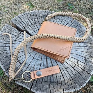 ウォレットロープ付き本革二つ折り財布 ヌメ革 Bi-fold wallet(折り財布)