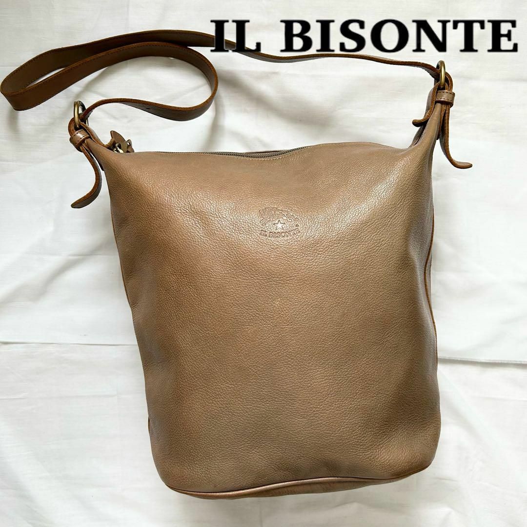 IL BISONTE(イルビゾンテ)の✨高級感✨ 希少　イルビゾンテ　ショルダーバッグ　レザー　ベージュ　バケツ レディースのバッグ(ショルダーバッグ)の商品写真