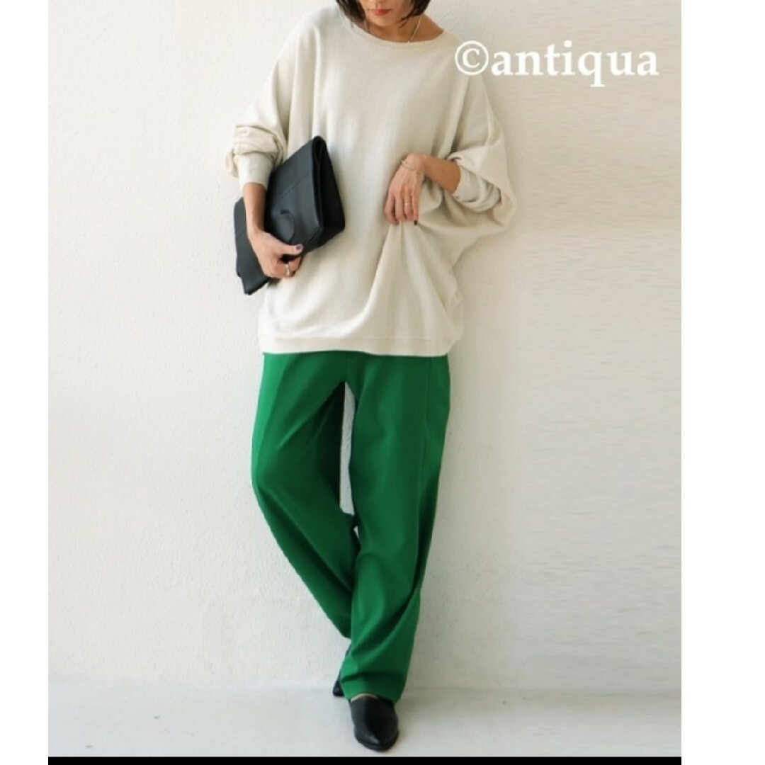 antiqua(アンティカ)の超美品⭐アンティカ antiqua ドルマン綿ニット 白 レディースのトップス(ニット/セーター)の商品写真