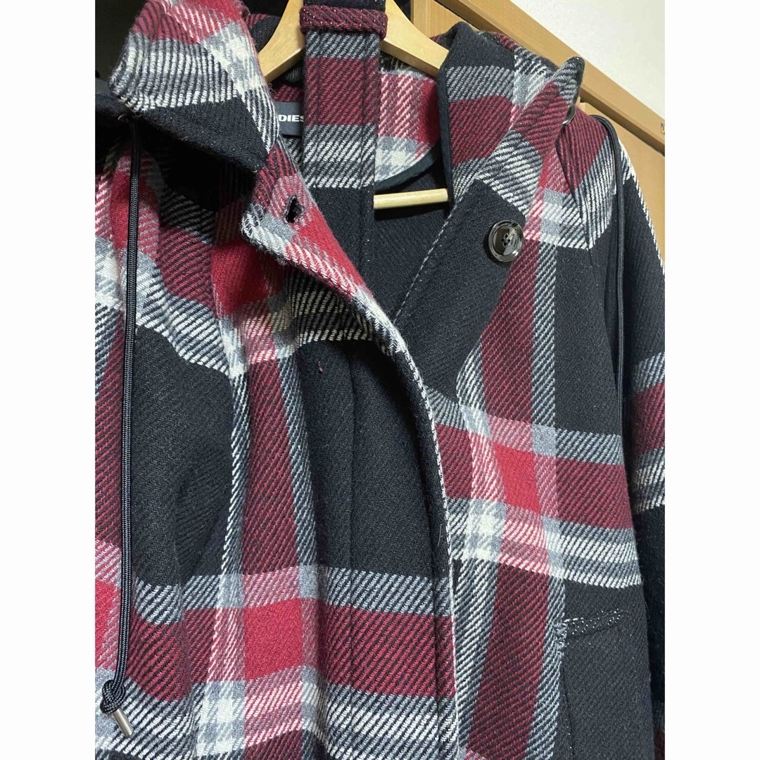 DIESEL - diesel チェック柄 フーディ ロング コートの通販 by L DIESEL - diesel チェック柄 フーディ ロング コートの通販 by L