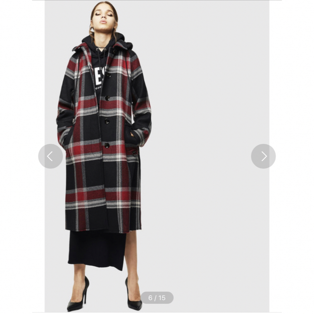 DIESEL - diesel チェック柄 フーディ ロング コートの通販 by L DIESEL - diesel チェック柄 フーディ ロング コートの通販 by L