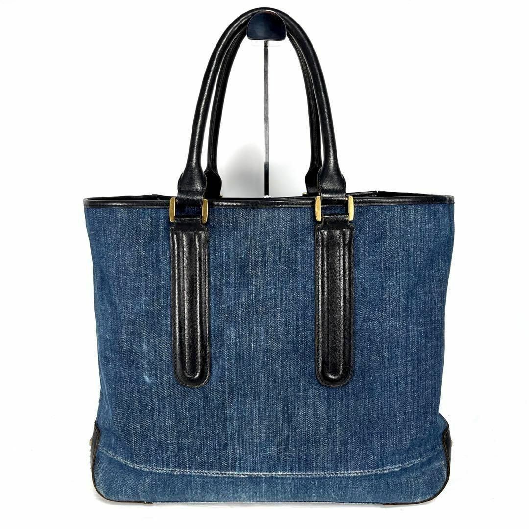 DIESEL(ディーゼル)の美品 DIESEL デニム × レザー トートバッグ ジッパーバッグ 大容量 メンズのバッグ(トートバッグ)の商品写真