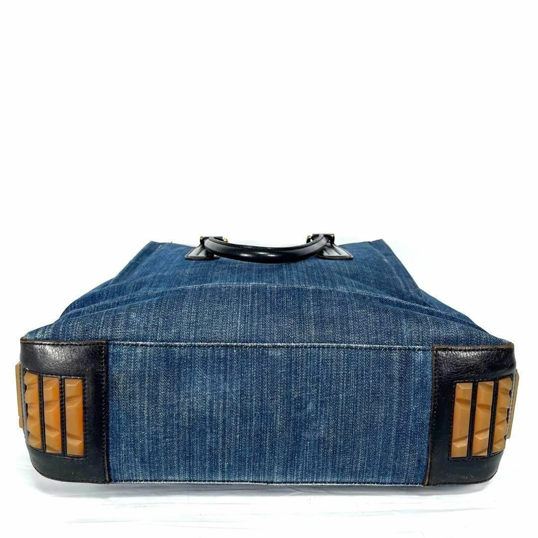 DIESEL(ディーゼル)の美品 DIESEL デニム × レザー トートバッグ ジッパーバッグ 大容量 メンズのバッグ(トートバッグ)の商品写真