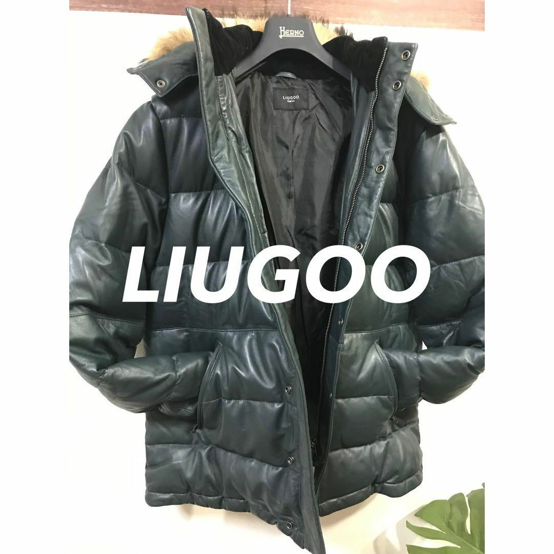 LIUGOO レザーダウンコートXL リアルファー LIUGOO レザーダウンコートXL リアルファー