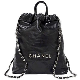 CHANEL - CHANEL シャネル 巾着バッグ キャンバス ビニール ブラック ...