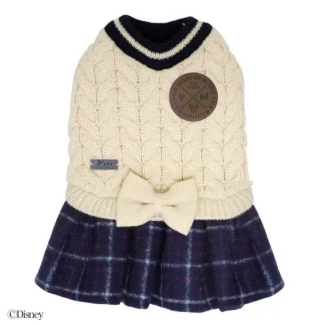 Disney(ディズニー)の【新品】Disney スクール風ワンピース ドッグウェア 犬服 ハンドメイドのペット(ペット服/アクセサリー)の商品写真