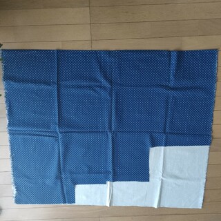 水玉　綿麻　ハーフリネン　107×137+少々　紺色　ネイビー(生地/糸)