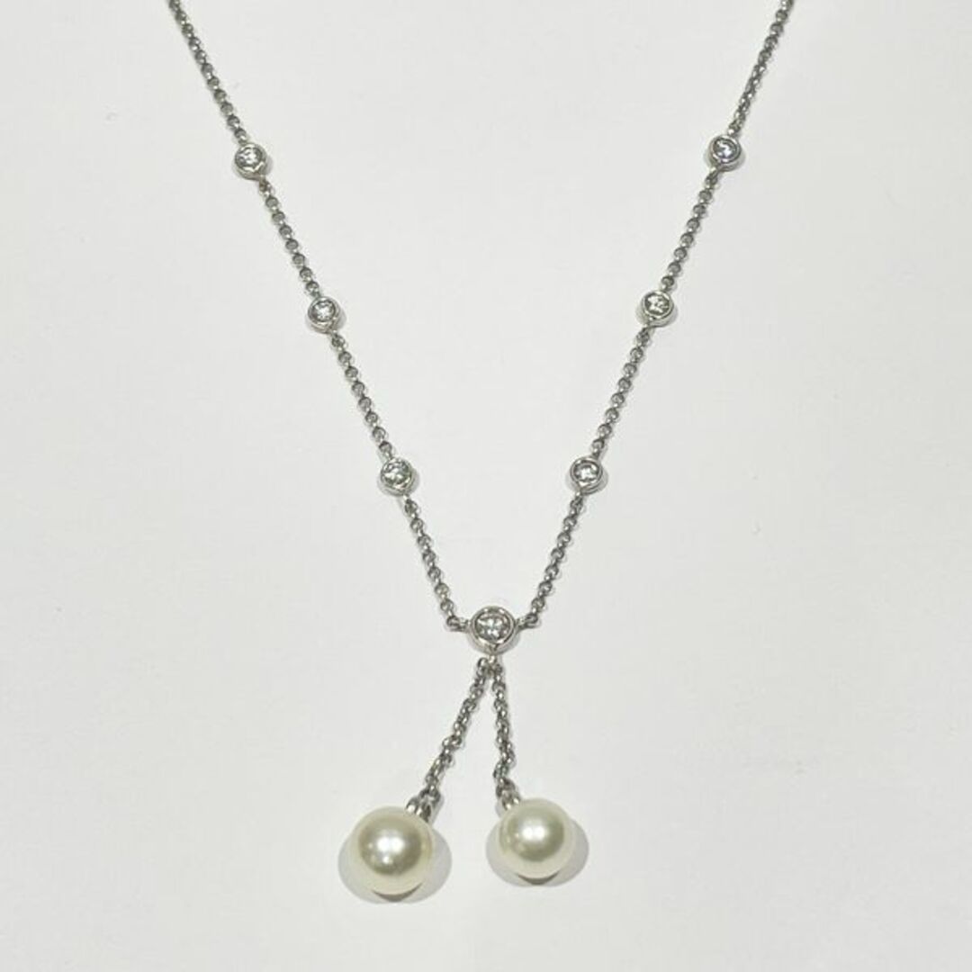 TASAKI(タサキ)のTASAKI 淡水パール ドロップ Ｄ0.33ct 約7ｍｍ ネックレス Pt850 K18WG ダイヤモンド レディースのアクセサリー(ネックレス)の商品写真