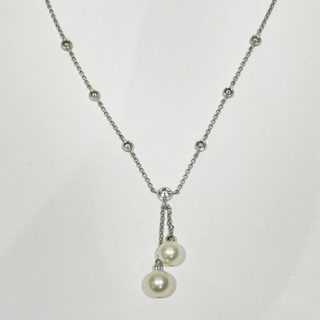 TASAKI(タサキ)のTASAKI 淡水パール ドロップ Ｄ0.33ct 約7ｍｍ ネックレス Pt850 K18WG ダイヤモンド レディースのアクセサリー(ネックレス)の商品写真