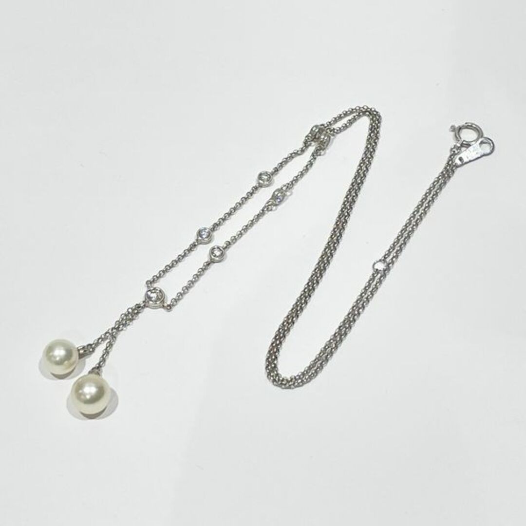 TASAKI(タサキ)のTASAKI 淡水パール ドロップ Ｄ0.33ct 約7ｍｍ ネックレス Pt850 K18WG ダイヤモンド レディースのアクセサリー(ネックレス)の商品写真