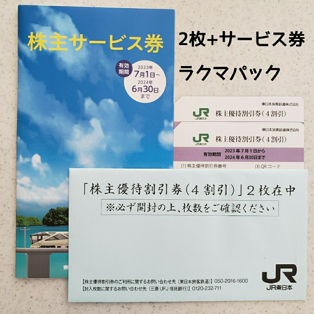 JR東日本株主優待割引券  2枚　サービス券付