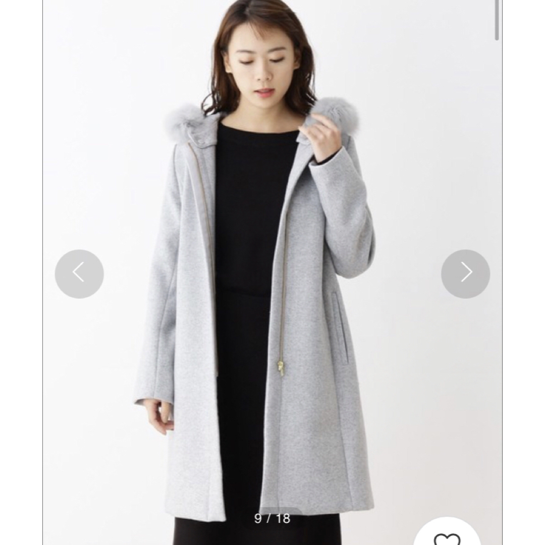 OPAQUE.CLIP ウール混フーデットファーコート Lサイズ キャメル OPAQUE.CLIP ウール混フーデットファーコート Lサイズ キャメル