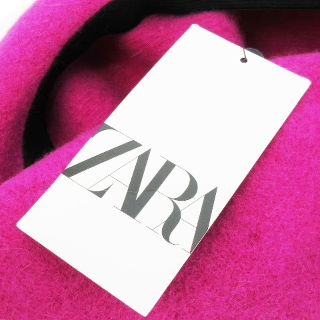 ZARA(ザラ)のザラ ZARA 帽子 ベレー帽 ウール 起毛 ふわふわ S-M ピンク ローズ レディースの帽子(ハンチング/ベレー帽)の商品写真