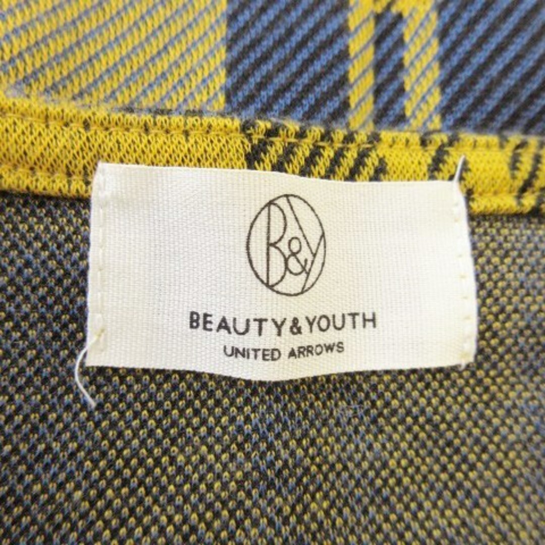 BEAUTY&YOUTH UNITED ARROWS(ビューティアンドユースユナイテッドアローズ)のB&Y ワンピース ニット ひざ丈 ノースリーブ ウール混 チェック 総柄 黄 レディースのワンピース(ひざ丈ワンピース)の商品写真