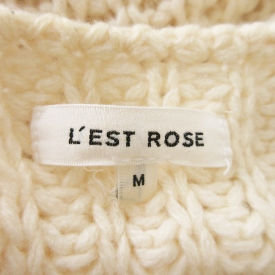 L'EST ROSE(レストローズ)のレストローズ カーディガン ニット トッパー 長袖 ファーポケット M 白 レディースのトップス(カーディガン)の商品写真