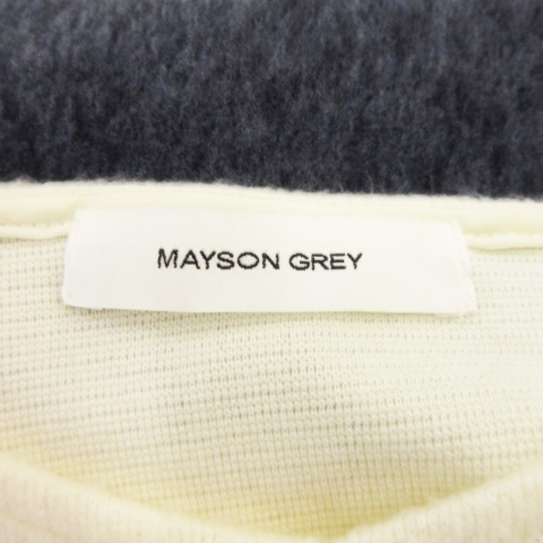 MAYSON GREY(メイソングレイ)のメイソングレイ カットソー Vネック 七分袖 起毛 ボーダー 2 白 紺 レディースのトップス(その他)の商品写真