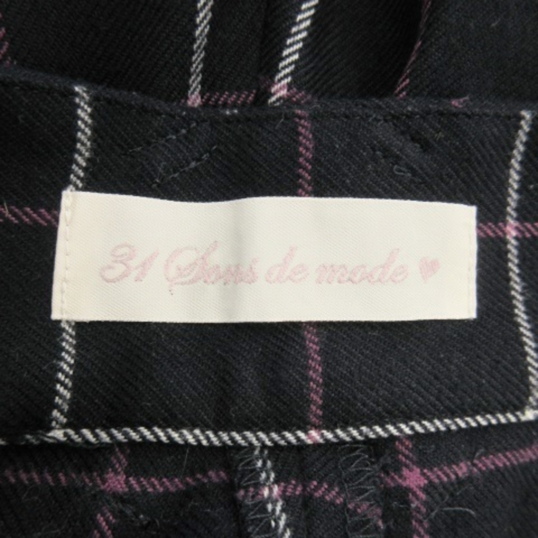 31 Sons de mode(トランテアンソンドゥモード)のトランテアンソンドゥモード パンツ ワイド チェック パール 38 紺 ネイビー レディースのパンツ(その他)の商品写真