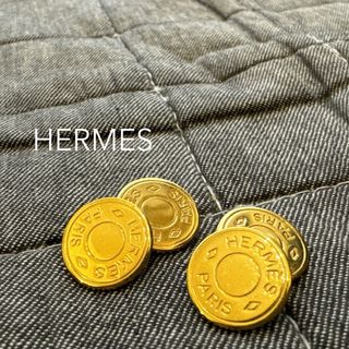 エルメス(Hermes)のHERMES エルメス ロゴ カフス 2連カフリンクス セリエ ゴールド(カフリンクス)