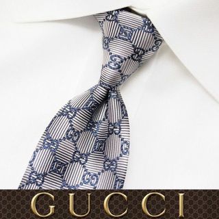 グッチ(Gucci)の送料無料 51 GUCCI グッチ ライトグレー SILK ネクタイ(ネクタイ)