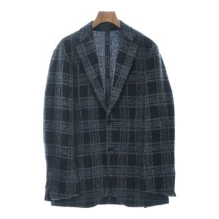 リングヂャケット(RING JACKET)のRING JACKET テーラードジャケット 50(XL位) 紺(チェック) 【古着】【中古】(テーラードジャケット)